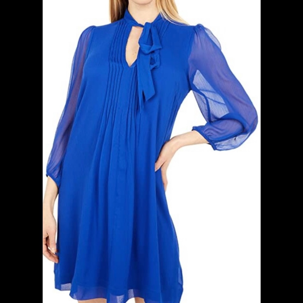 Calvin Klein Chiffon Dress with Tie Neck Women's Dress